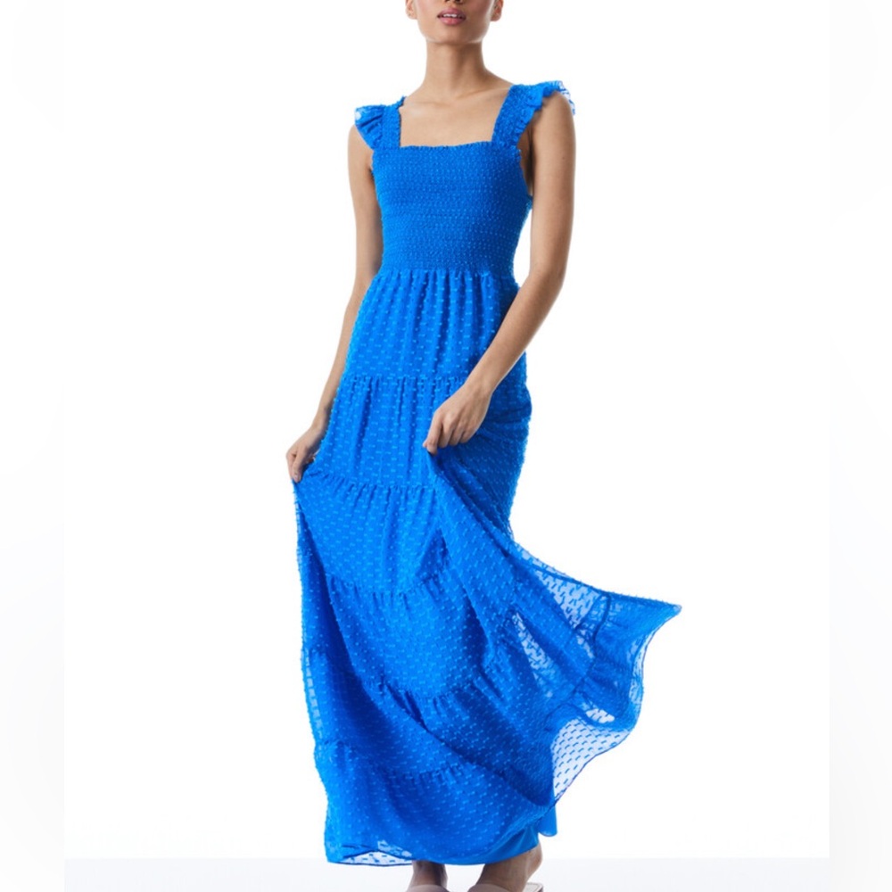 Alice + Olivia Electric Blue Swiss Dot Maxi Dress - Picture 5 of 16